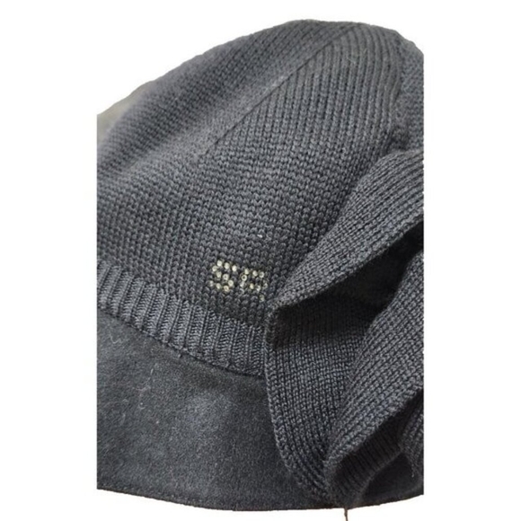 Sonia Rykiel Black Knit Hat Oversized Flower Detail Designer Women's Access T.2 - Picture 4 of 9